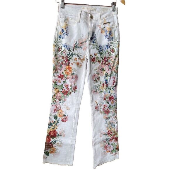 Guess Boot Mid Sexy Boot Floral Jeans Womens Sz 26 Embellishment Denim 26X32 - Picture 1 of 14